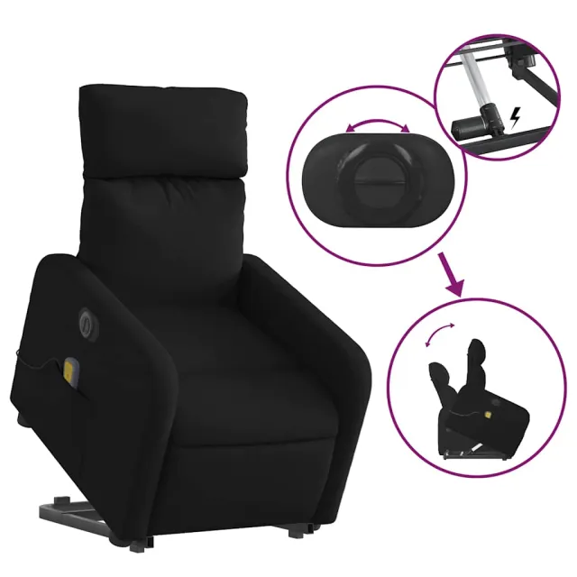 Fauteuil inclinable de massage électrique Noir Tissu