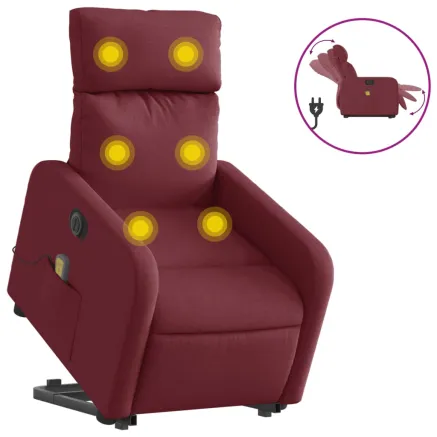 Fauteuil inclinable de massage électrique Rouge bordeaux Tissu 2