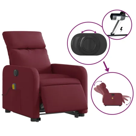 Fauteuil inclinable de massage électrique Rouge bordeaux Tissu