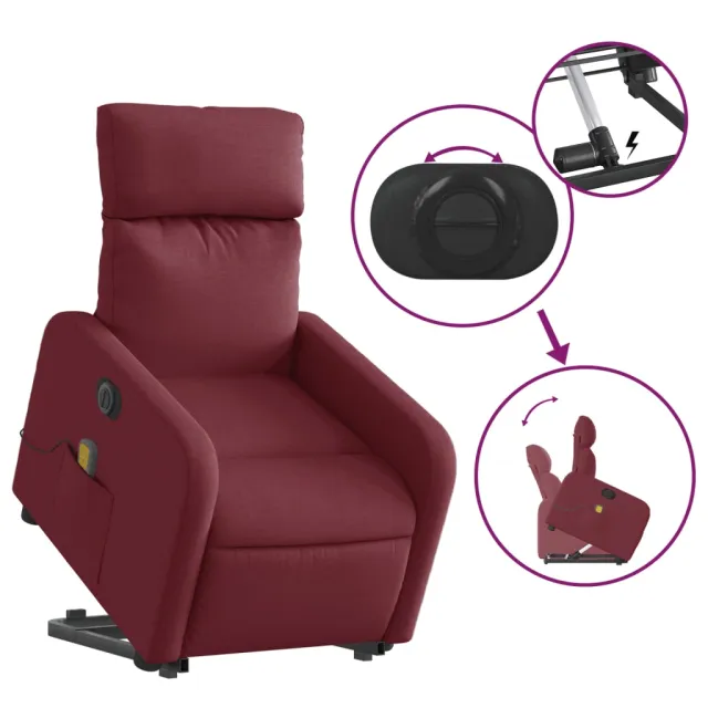 Fauteuil inclinable de massage électrique Rouge bordeaux Tissu