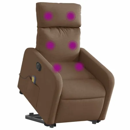 Fauteuil inclinable de massage électrique Marron Tissu