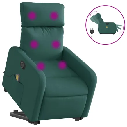 Fauteuil inclinable de massage électrique Vert foncé Tissu 2
