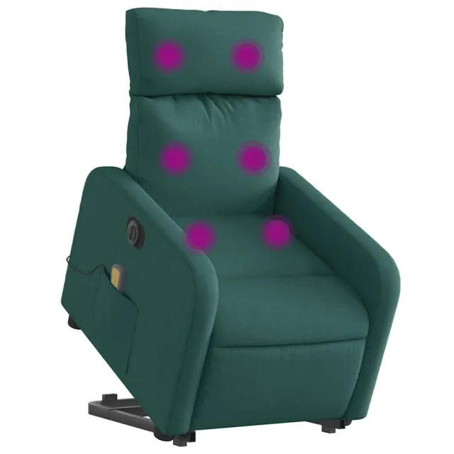 Fauteuil inclinable de massage électrique Vert foncé Tissu