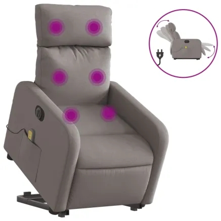 Fauteuil inclinable de massage électrique Taupe Tissu 2