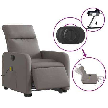 Fauteuil inclinable de massage électrique Taupe Tissu