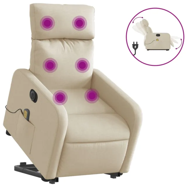 Fauteuil inclinable de massage électrique Crème Tissu