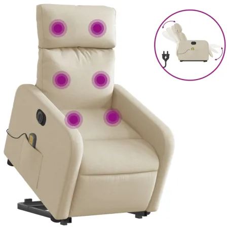 Fauteuil inclinable de massage électrique Crème Tissu