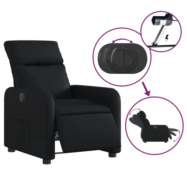 Fauteuil inclinable électrique Noir Similicuir