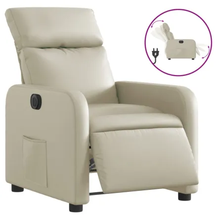 Fauteuil inclinable électrique Crème Similicuir 2