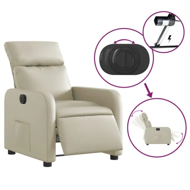 Fauteuil inclinable électrique Crème Similicuir