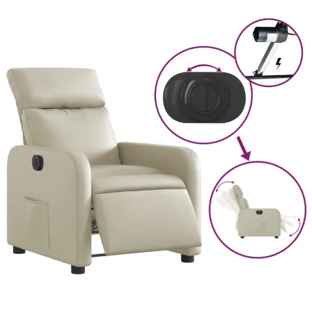Fauteuil inclinable électrique Crème Similicuir