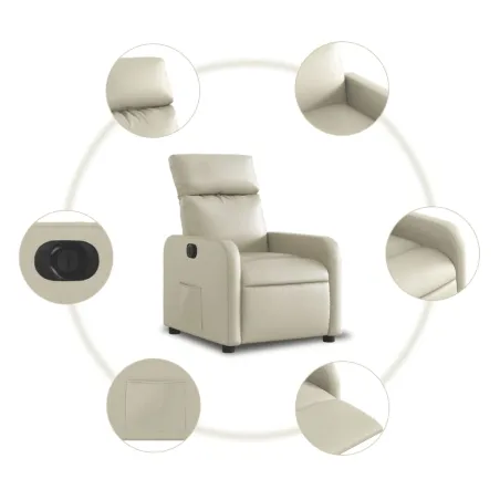 Fauteuil inclinable électrique Crème Similicuir