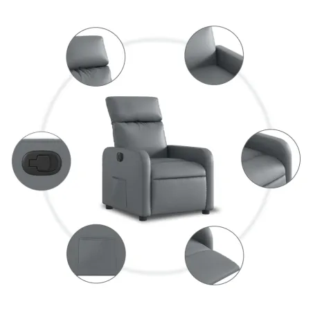 Fauteuil inclinable électrique Gris Similicuir