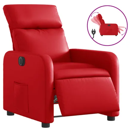 Fauteuil inclinable électrique Rouge Similicuir 2