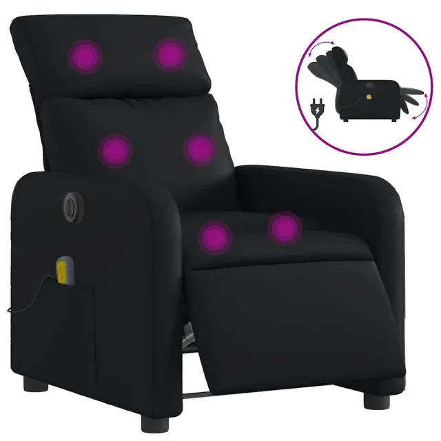 Fauteuil de massage inclinable électrique noir similicuir