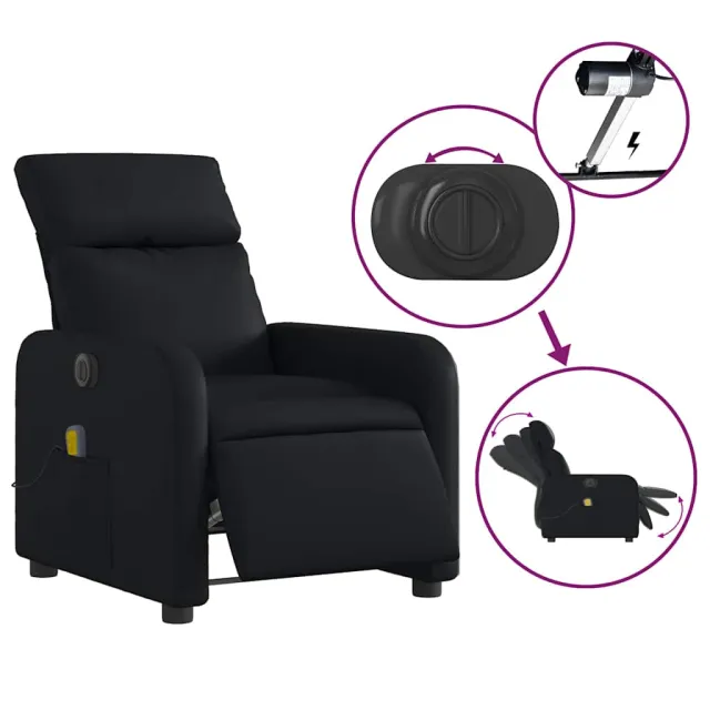 Fauteuil de massage inclinable électrique noir similicuir