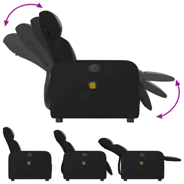 Fauteuil de massage inclinable électrique noir similicuir