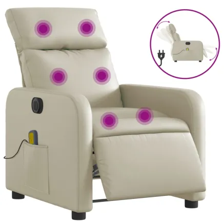 Fauteuil de massage inclinable électrique crème similicuir 2