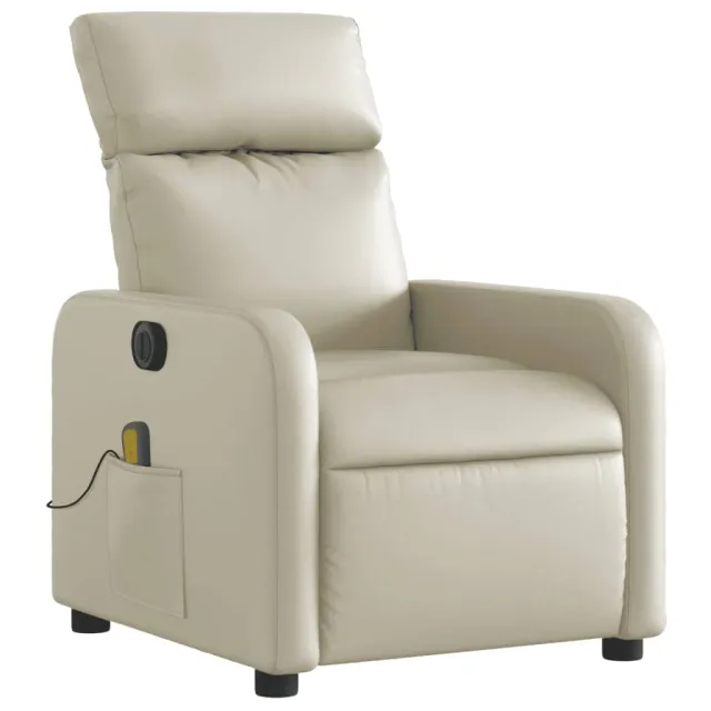 Fauteuil de massage inclinable électrique crème similicuir