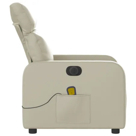Fauteuil de massage inclinable électrique crème similicuir
