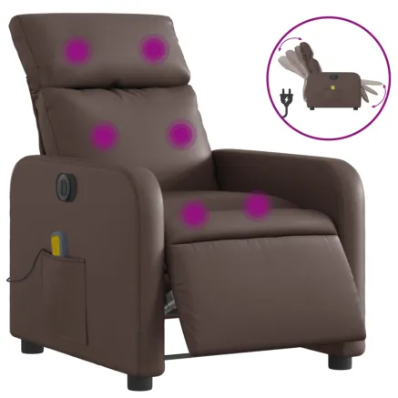 Fauteuil de massage inclinable électrique marron similicuir 2