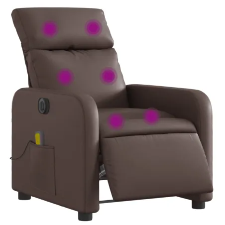Fauteuil de massage inclinable électrique marron similicuir