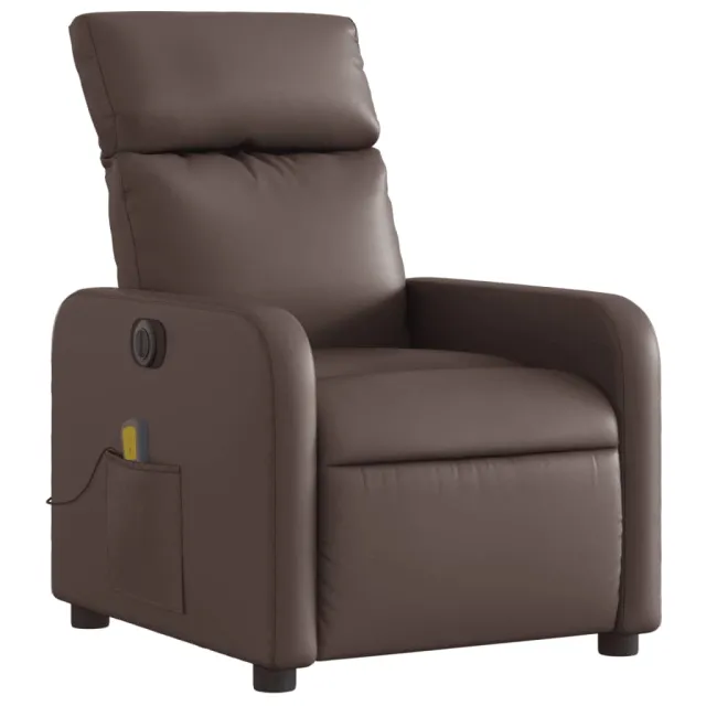 Fauteuil de massage inclinable électrique marron similicuir