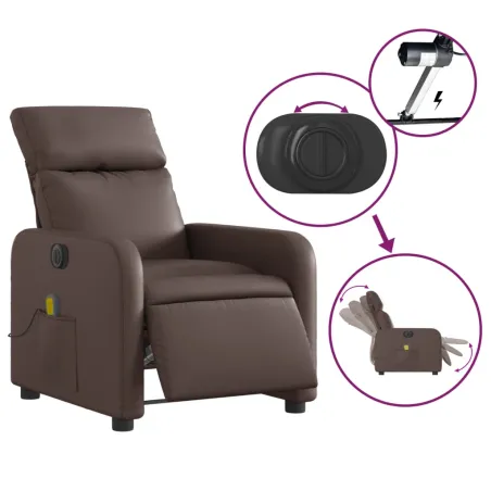 Fauteuil de massage inclinable électrique marron similicuir