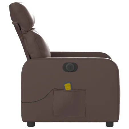 Fauteuil de massage inclinable électrique marron similicuir