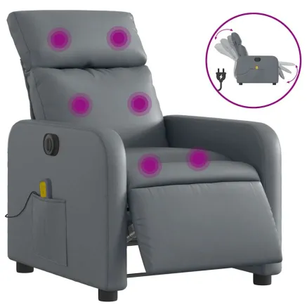 Fauteuil de massage inclinable électrique gris similicuir 2