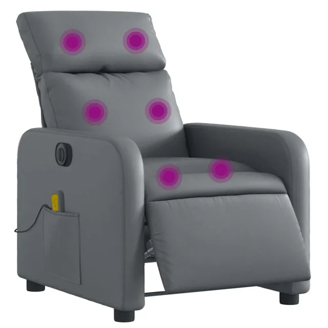 Fauteuil de massage inclinable électrique gris similicuir
