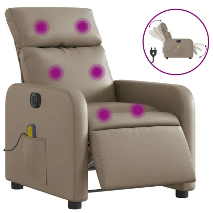 Fauteuil de massage inclinable électrique cappuccino similicuir 2