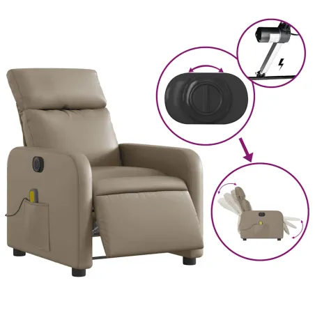 Fauteuil de massage inclinable électrique cappuccino similicuir