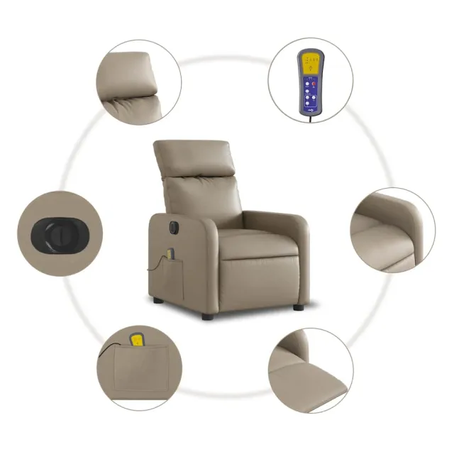 Fauteuil de massage inclinable électrique cappuccino similicuir