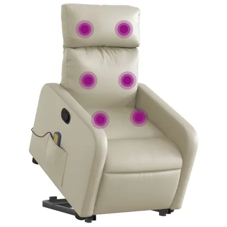 Fauteuil inclinable de massage Crème Similicuir
