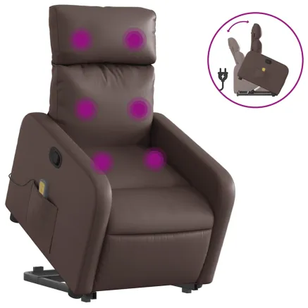 Fauteuil inclinable de massage Marron Similicuir 2
