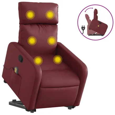 Fauteuil inclinable de massage Rouge bordeaux Similicuir 2
