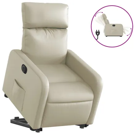 Fauteuil inclinable électrique crème similicuir 2