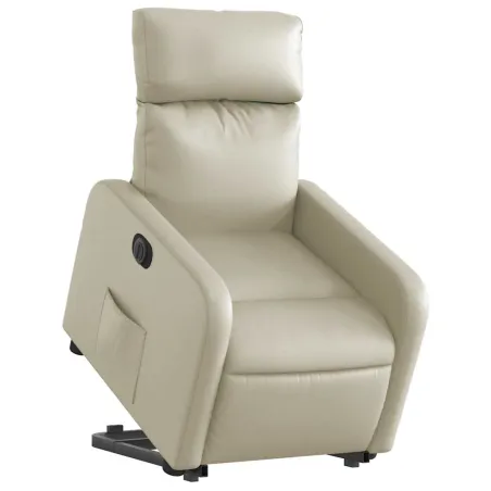 Fauteuil inclinable électrique crème similicuir