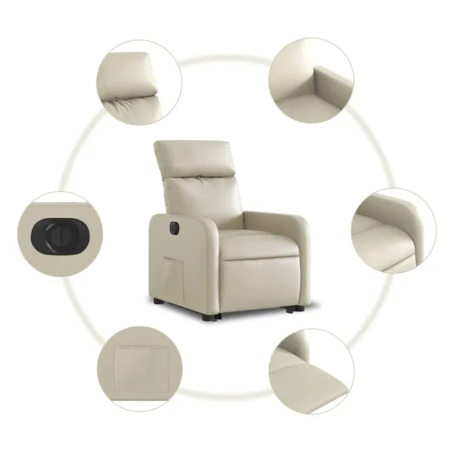 Fauteuil inclinable électrique crème similicuir