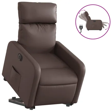 Fauteuil inclinable électrique marron similicuir 2