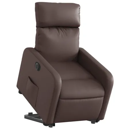 Fauteuil inclinable électrique marron similicuir