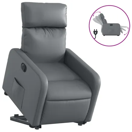 Fauteuil inclinable électrique gris similicuir 2