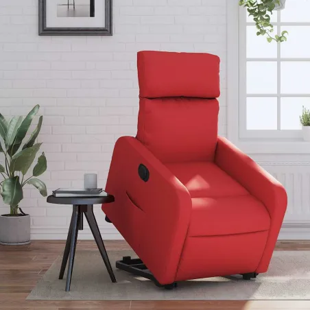 Fauteuil inclinable électrique rouge similicuir