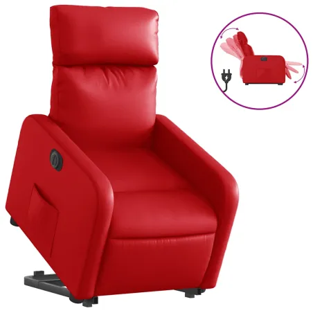 Fauteuil inclinable électrique rouge similicuir