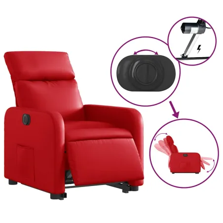 Fauteuil inclinable électrique rouge similicuir