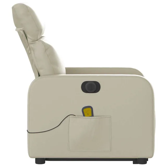 Fauteuil inclinable de massage électrique crème similicuir