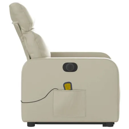 Fauteuil inclinable de massage électrique crème similicuir