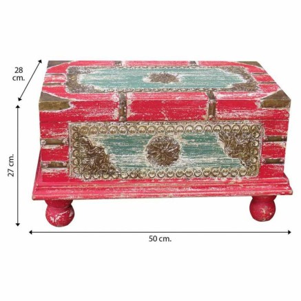 Coffre Alexandra House Living Rouge Bois de manguier 28 x 27 x 50 cm S 2
