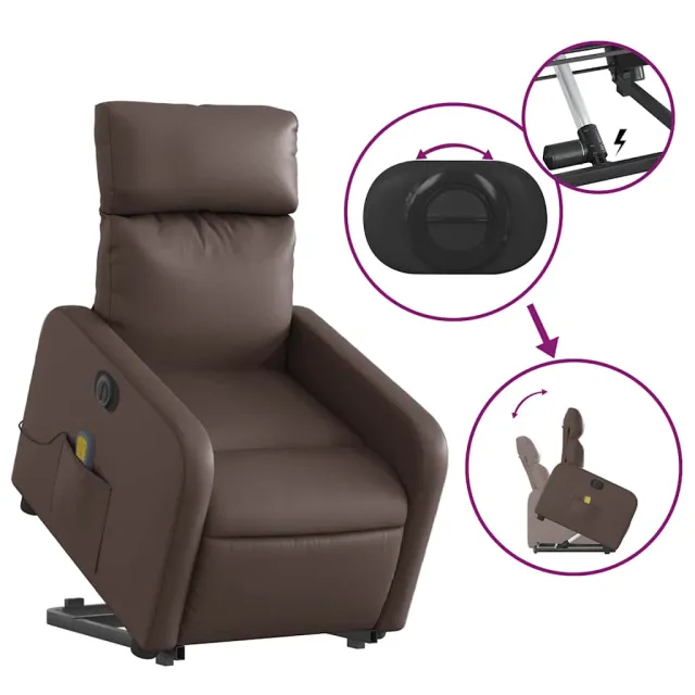 Fauteuil inclinable de massage électrique marron similicuir